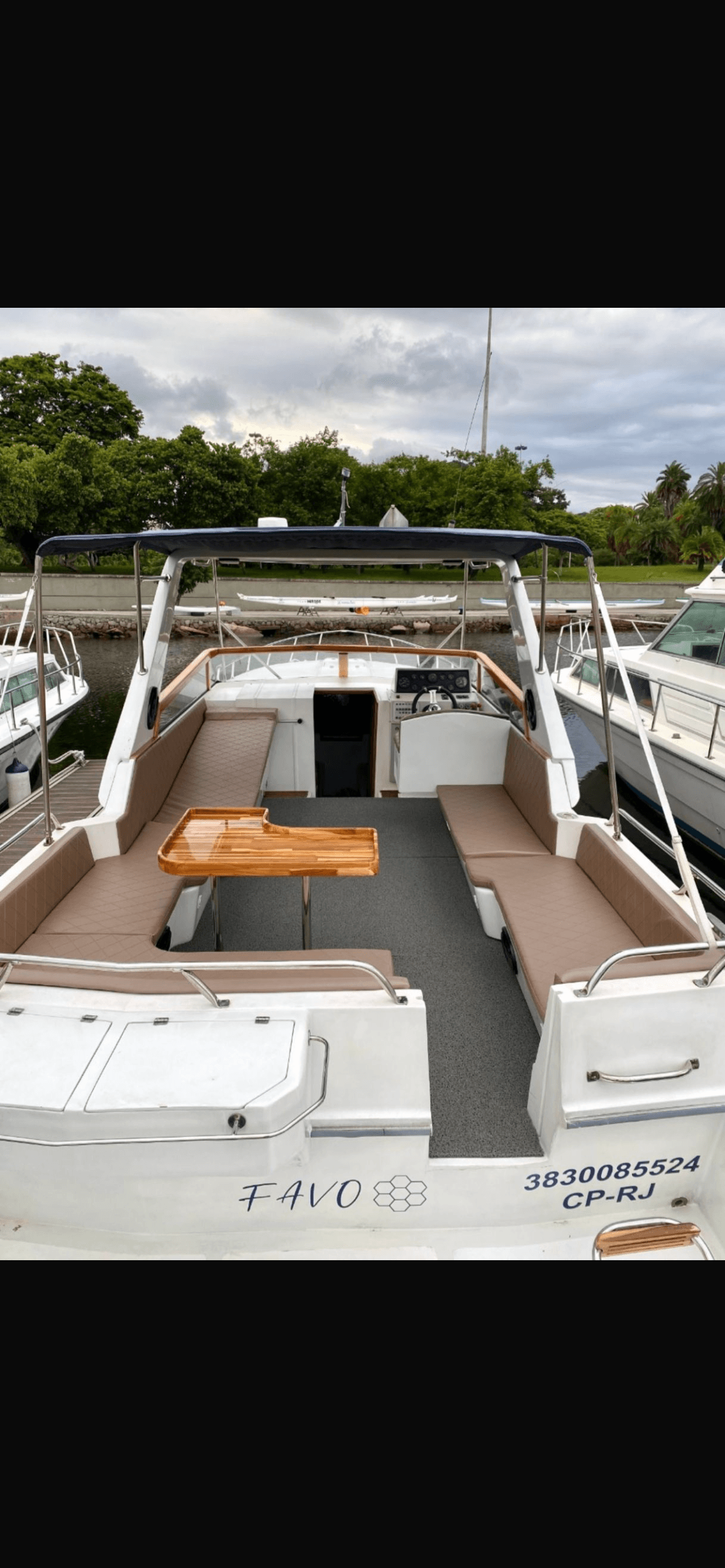 Rival 36 deck area from rear view showing seating and helm station